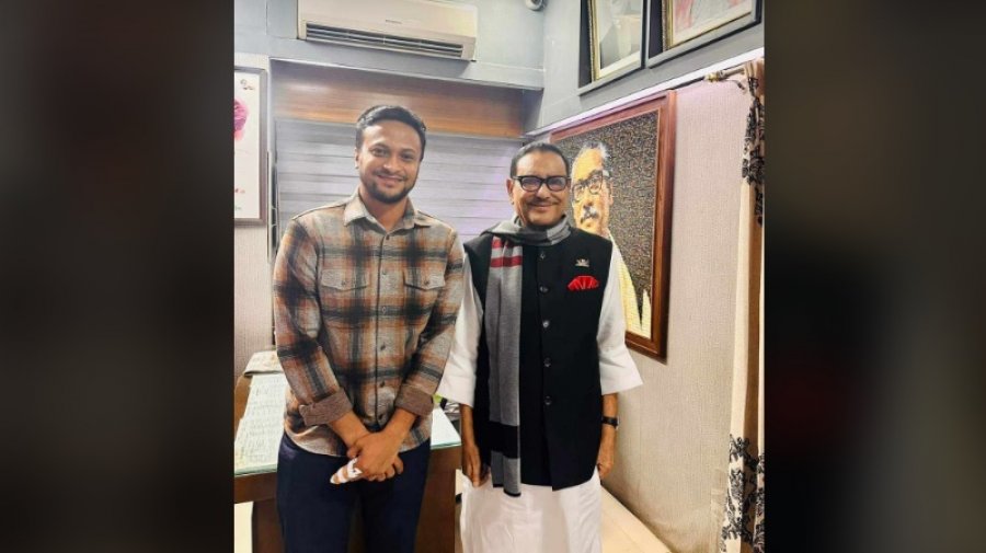 ওবায়দুল কাদেরের সঙ্গে রুদ্ধদ্বার বৈঠক করলেন সাকিব আল হাসান