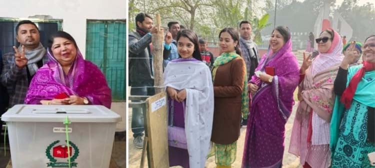পীরগঞ্জে ভোট দিলেন স্পিকার শিরীন শারমিন